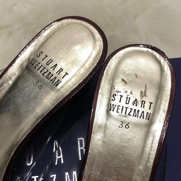 Stuart Weitzman Peep Toe Bow Wedge Heels - Size 36 - Picture 7 of 9